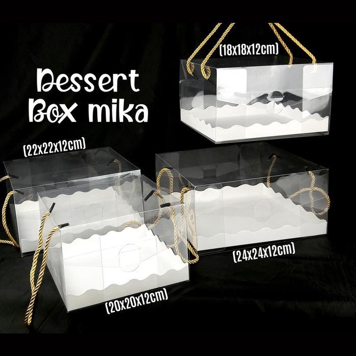 BOX DESSERT KUE, PUDING / BOX MIKA DENGAN TALI - 25x25
