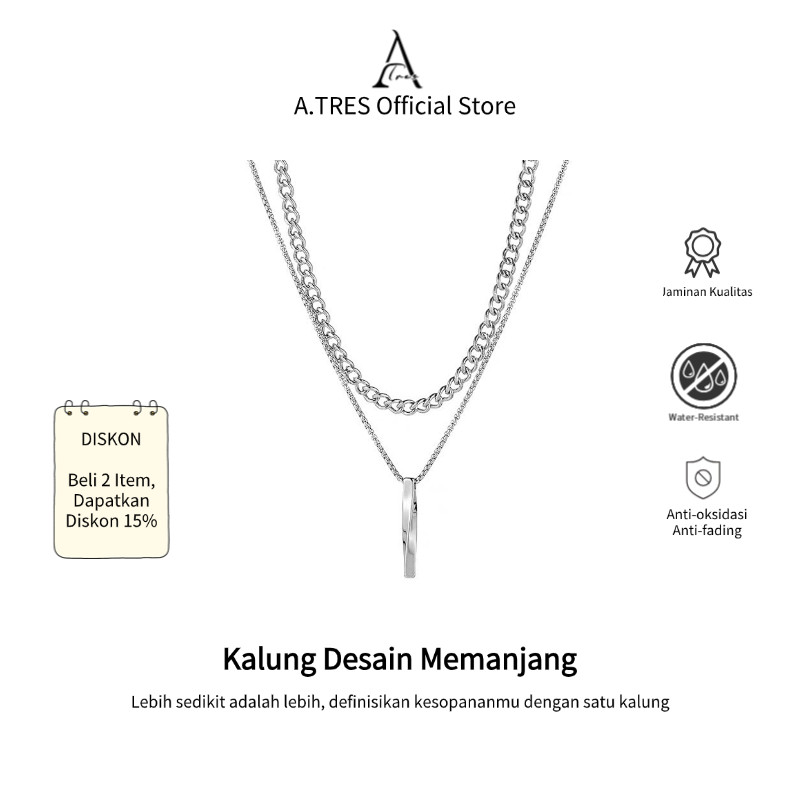 Kalung Dua Lapis Dengan Desain Spiral Memanjang Kalung Titanium Anti Luntur 100% Ori Kalung Murah Ka