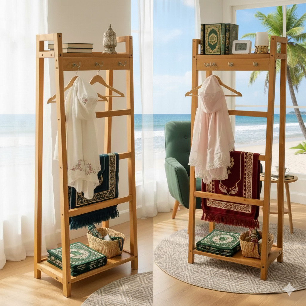 RAK SAJADAH RAK MUKENA RAK ALQURAN -COKLAT PERNIS Rak mukenah dan sejadah