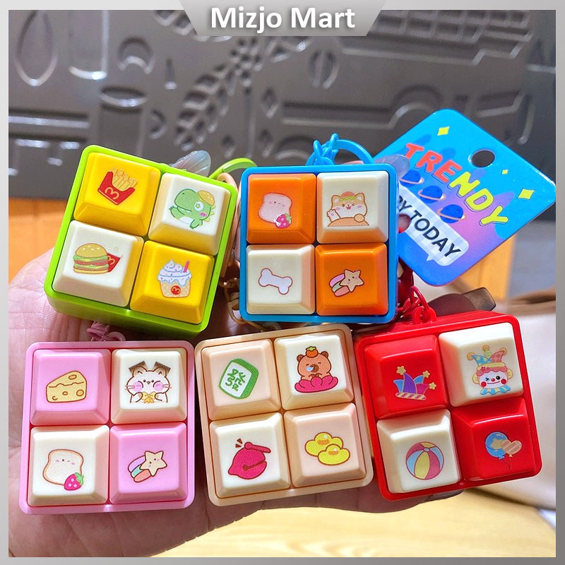 Keyboard Keychain 4 Tombol LED Bisa Ditekan & Bersuara, Gantungan Tas Anak, Mainan Anti Stress untuk