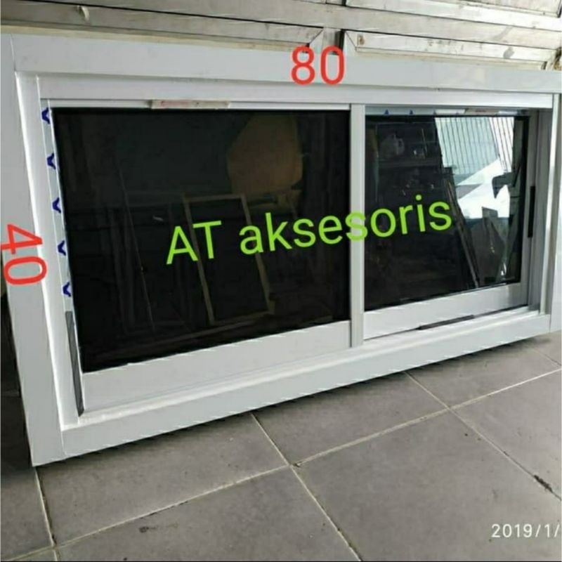 jendela aluminium sliding 40x80
