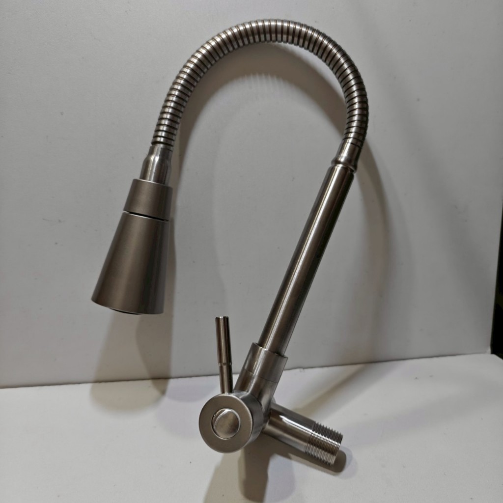 Kran Angsa  Sink Fleksibel Stainless 304 minimalis tembok 04TR- Keran dapur 2in1 flexible stenlis su