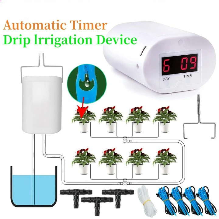 Alat Penyiram Tanaman Otomatis Digital Timer Irigasi Tetes 8 Pot Sekaligus Pompa Air Rechargeable US