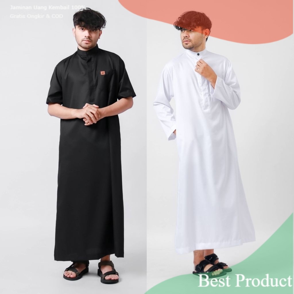 Gamis pria gamis putih polos gamis hitam polos lengan panjang- pakaian pria lainnya