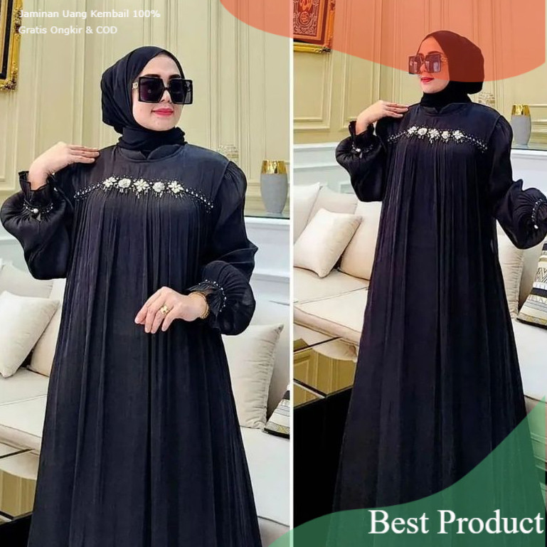COD GAMIS ABAYA  PUTIH TERBARU MEWAH PAYET MUTIARA CERUTY BABYDOL FULL PURING DRESS KONDANGAN ELEGAN