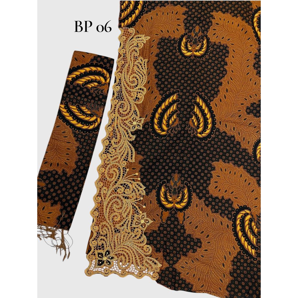 Kamen Lembaran Batik Premium Payet Kerawang Set Selendang