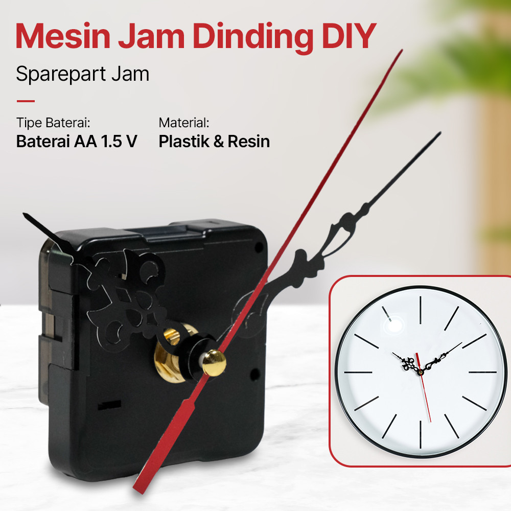 Mesin Jam Dinding DIY Mechanism Quartz Replacement Sparepart - Mesin Jam Dinding Tanpa Suara Quartz 