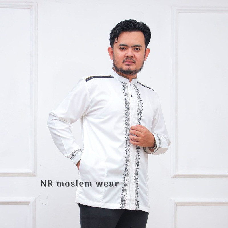 BAJU KOKO PUTIH DEWASA TANGAN PANJANG  / KOKO ARRAHMAN PANJANG / BAJU KOKO KATUN ADEM kode ( ARK )