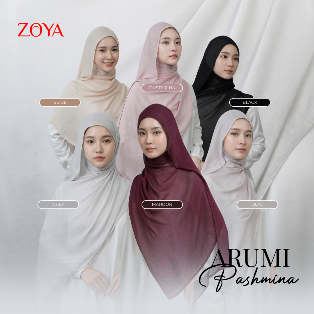 Zoya Pashmina Arumi - Hijab Pashmina Polos - Bahan Voal Viscose