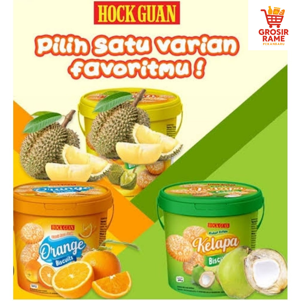Hock Guan Biscuit Orange, Kelapa, Durian Bucket 300gr