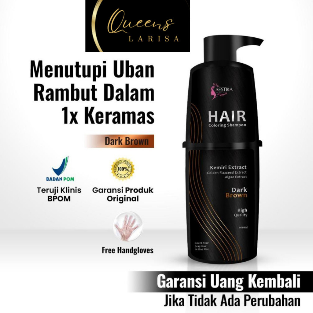 AESTIKA DARK BROWN HAIR COLORING SHAMPOO - Shampo pewarna rambut Warna coklat