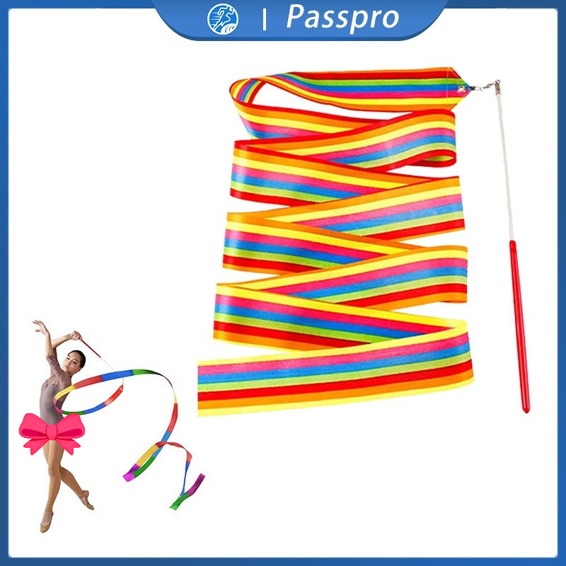4m Twirling Ribbon Colorful Ballet Ribbon Alat Tari Tamborin Gereja Props Senam Ballet Pita Twirling
