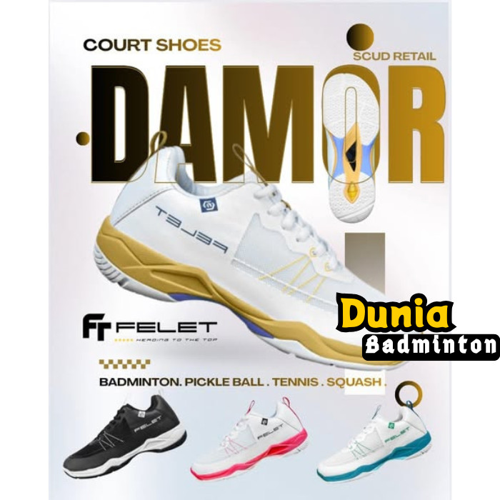 Felet DAMOR ( Court Shoes ) Badminton Shoes - Sepatu Badminton Original Felet