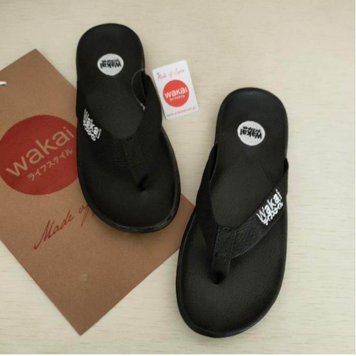 Sandal Wakai Pria/Wanita dengan Outsole PVC dan Insole EVA - 42, Full Black (jepit)