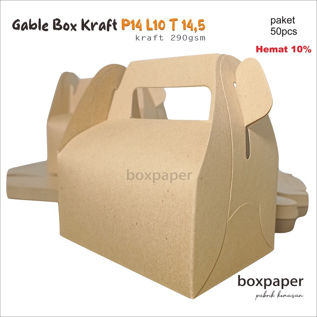 Gable Box Kraft  isi 50 PCS Dus Menu MBG Box Menu SPPG Dus Kue / Box Snack Nasi Ayam Souvenir Hadiah