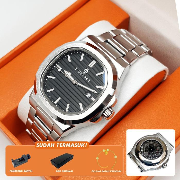 TIMELORD 2066 Jam Tangan Pria Premium Kaca Safir Stainless Steel 316L Tahan Air 5ATM COD - 2066-HITA