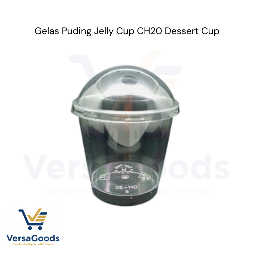 CH-20 Gelas Puding 200ml Jelly Cup Bulat + Tutup | Cup Puding Plastik Dessert Cup Wadah Jelly Agar A