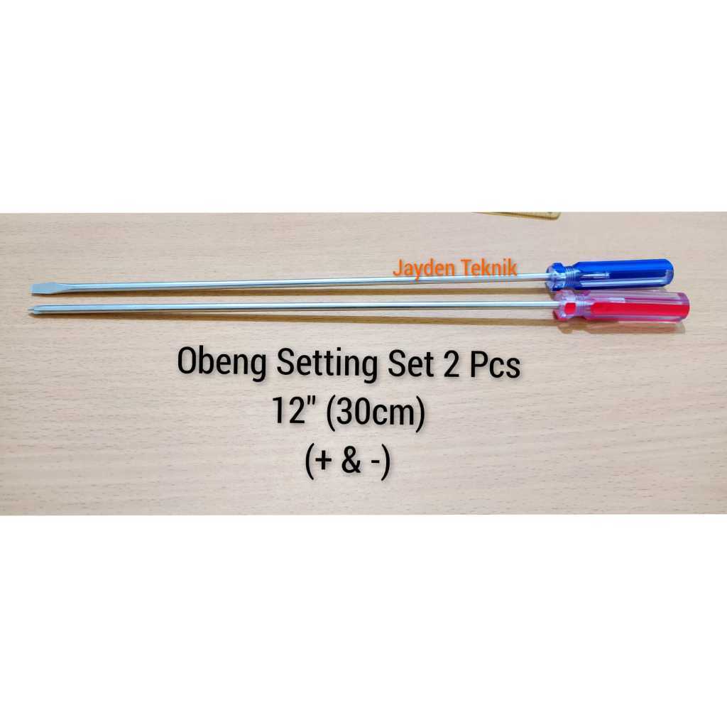 obeng setting panjang 12 inch set 2 pcs + & - obeng panjang 300mm obeng seting set