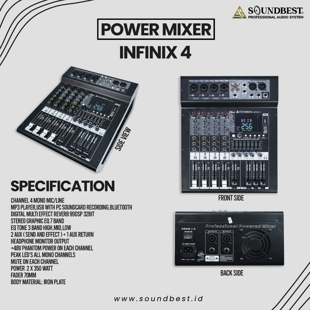 power mixer soundbest infinix 4 original 4 channel 256 dsp bluetooth infinix4