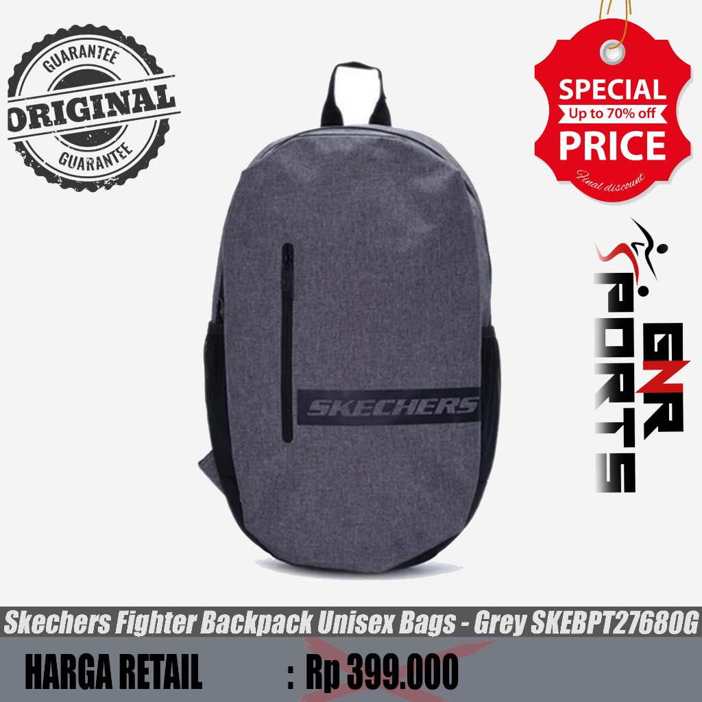 Tas Ransel Skechers Fighter Backpack Unisex Bags - Grey SKEBPT27680G Original 100%