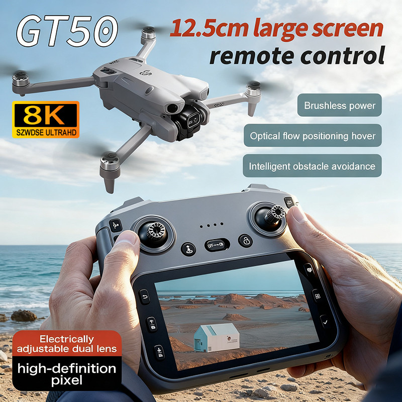 Drone RC GT50 PRO Mini 5 pro BARU 8K HD Kamera Ganda WiFi GPS 20 Menit Terbang Fotografi Udara Quadc