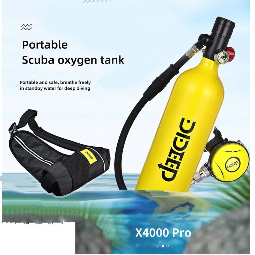Tabung Oksigen Selam Scuba 1L& Masker Selam Silikon PC– Katup Pelepas Tekanan & Filter Udara, Desain