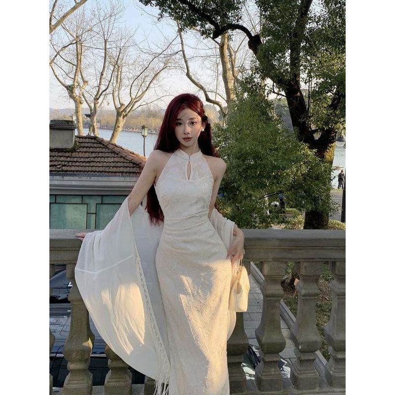 [COD] Gaun Peri Super Wanita Hanfu Retro Baru Cheongsam Putih Rok Panjang yang Ditingkatkan