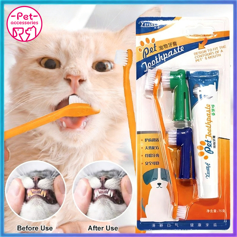 3in1 Set Sikat Gigi Dan Odol Sikat Gigi Kucing Anjing Dan Odol