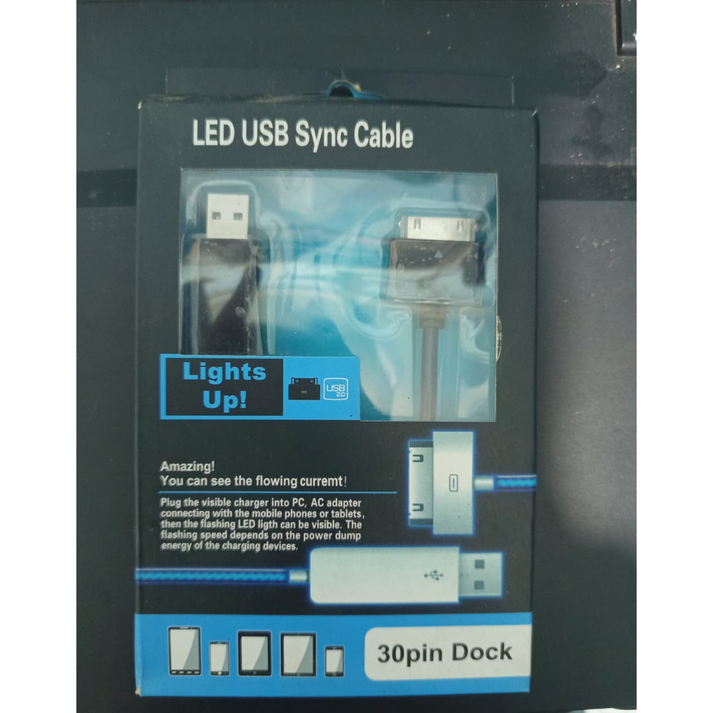 LED USB SYNC CABLE IPAD IPHONE 30 PIN DOCK ORI