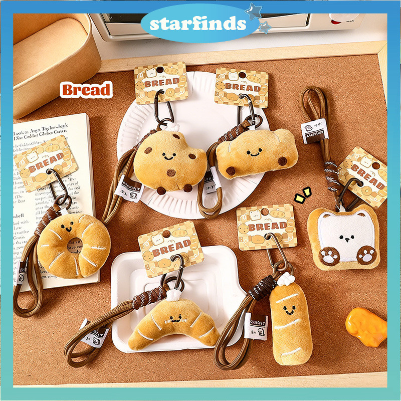 Gantungan Kunci Boneka Roti Karakter Lucu / Gantungan Kunci Berbentuk Roti Sapi / Aksesori Tas / Had