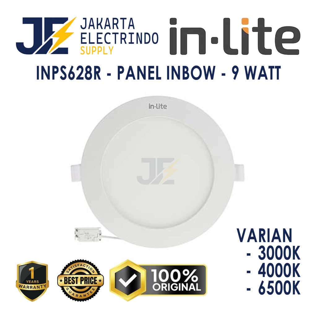 Inlite INPS628R LED Lampu Slim Downlight Panel Inbow Bulat 9W Putih / Kuning - In-Lite 9 W 9Watt 9 W
