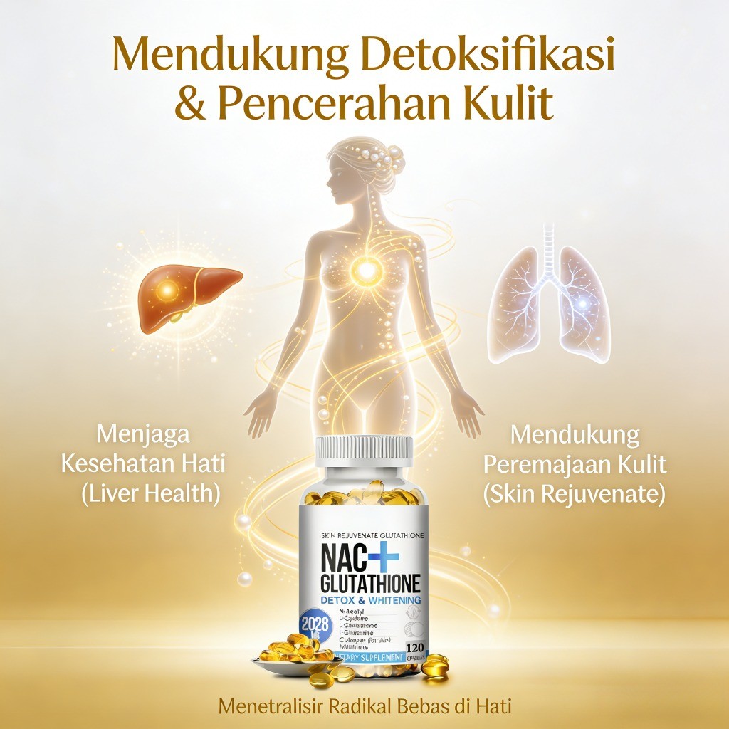 Skin Rejuvenate Glutathione NAC L-Glutathione L-Cysteine Milk Thistle Collagen 2028mg 120 Kapsul LY3