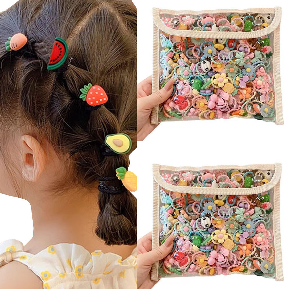 Cute Thumb Hair Ties For Girls,high Elasticity,cartoon Animal Flowers And Fruit Decorative Hair Band