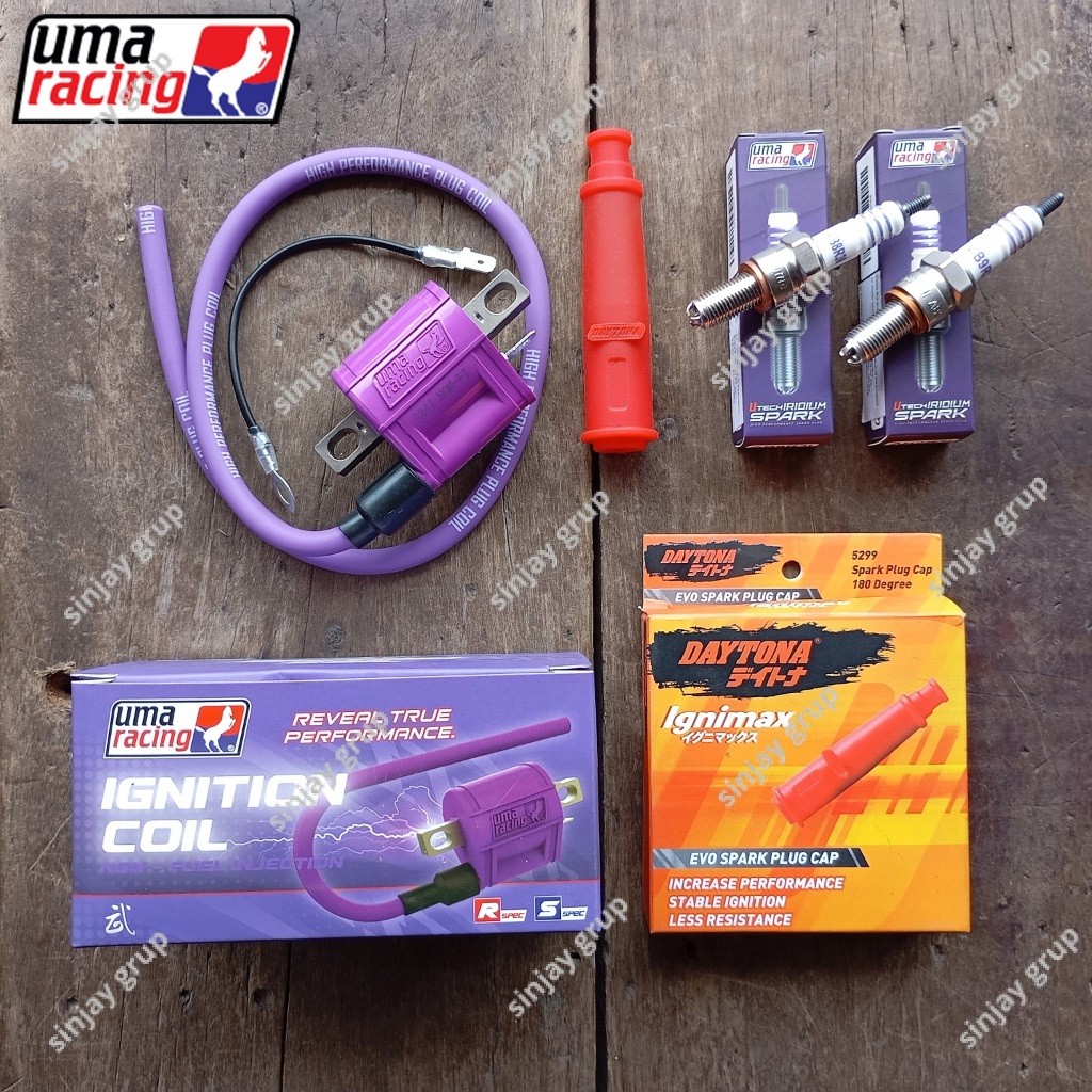 Uma Racing-Daytona Koil Cangklong Cop Dop Busi Iridium Jupiter Mx 135 Byson Karbu Karburator
