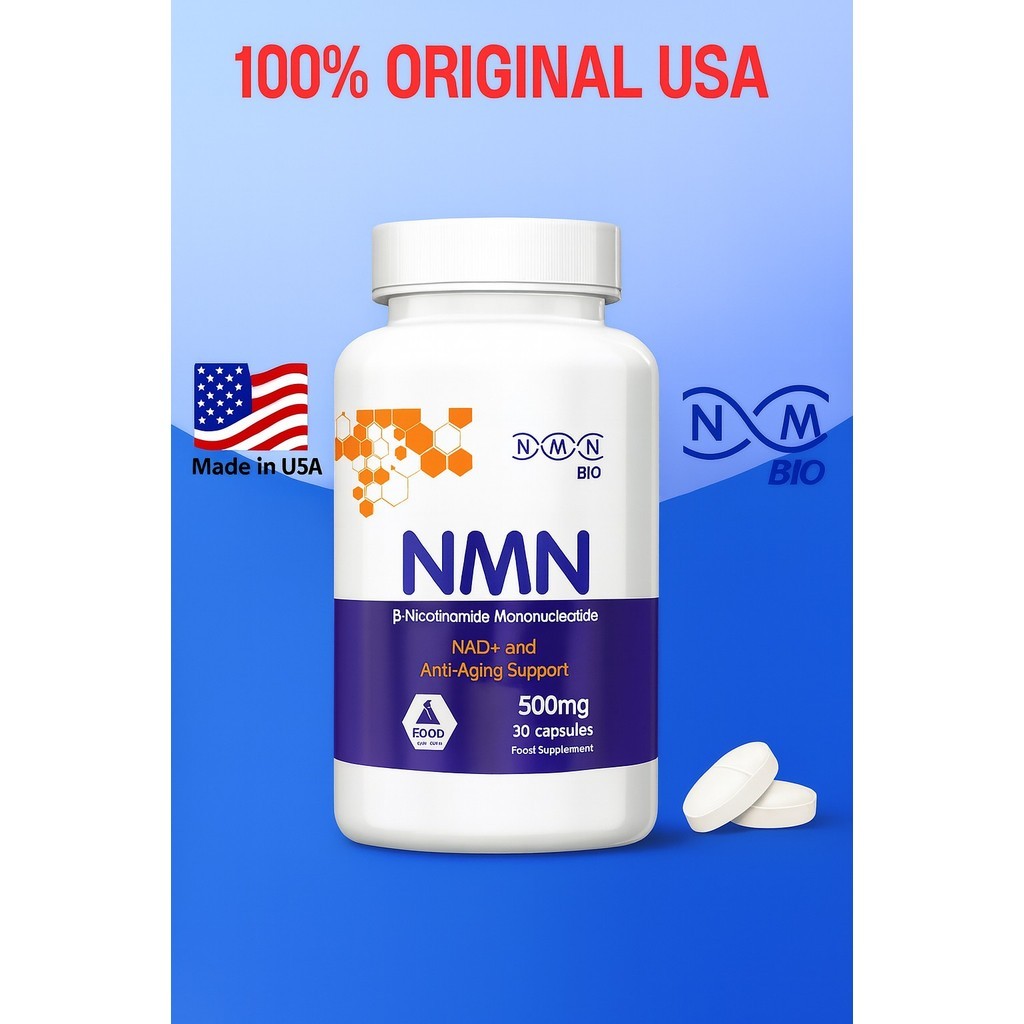 NMN Bio Asli Nicotinamide Mononucleotide - 500mg Anti -Aging supplements  30Capsul  Original produk 