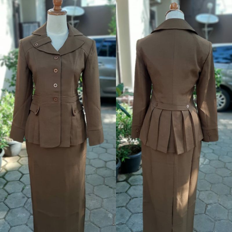 FLAH SALE Blezer Kheki Tua Wanita Seragam PDH,ASN,GURU,Seragam Pemda Aceh Baju Dinas Pemda Gelap Wan
