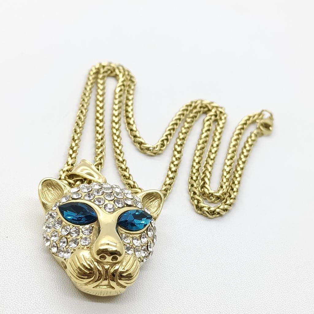 KALUNG RANTAI GOLD LIONTIN MACAN TUTUL STAINLESS STEEL