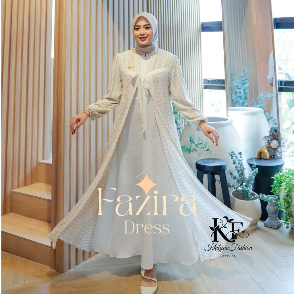 Fazira Dress Maxy Gamis Wanita Lebaran Terbaru  Gamis Putih - Khilyaa