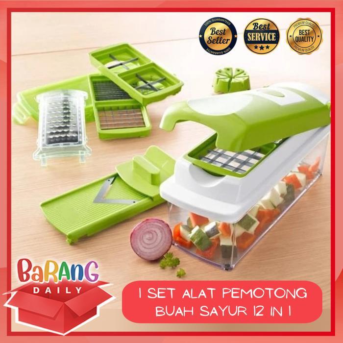 1 SET ALAT PEMOTONG BUAH SAYUR 12 IN 1 / GENIUS NICER DICER / ALAT PEMOTONG PRAKTIS / ALAT PERAJANG 