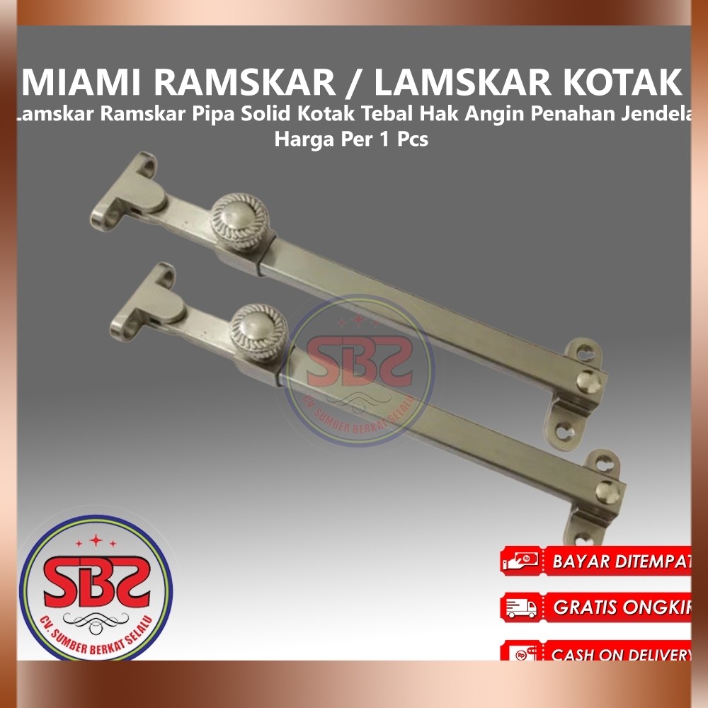 MIAMI Lamskar Ramskar Kotak Solid Tebal Hak Angin Penahan Jendela