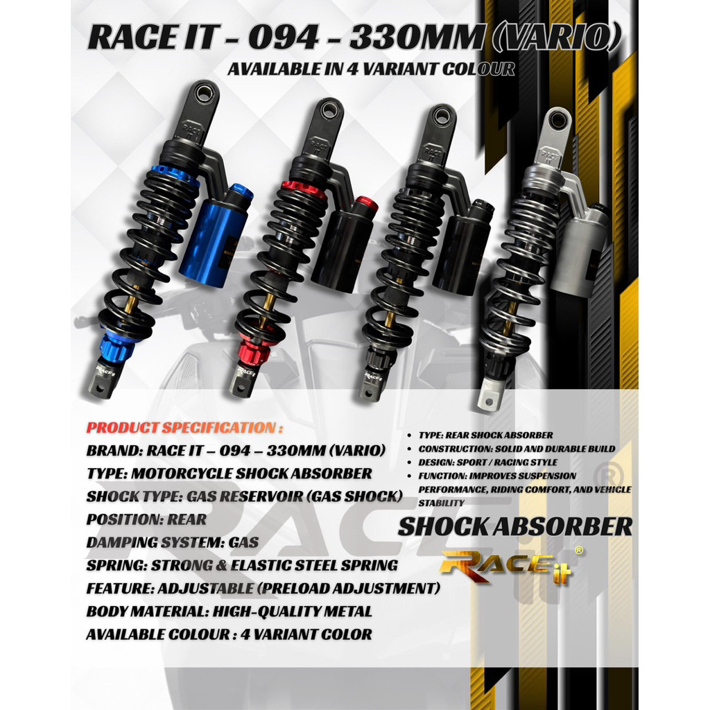 SHOCK TABUNG MODEL RACE IT 094 model EXTREME VARIO BEAT MIO SCOOPY