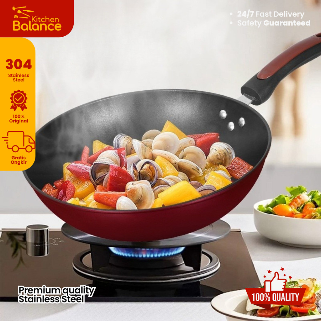 Kitchen Balance Wajan Teflon Anti Lengket Ukuran Besar Penggorengan PD04