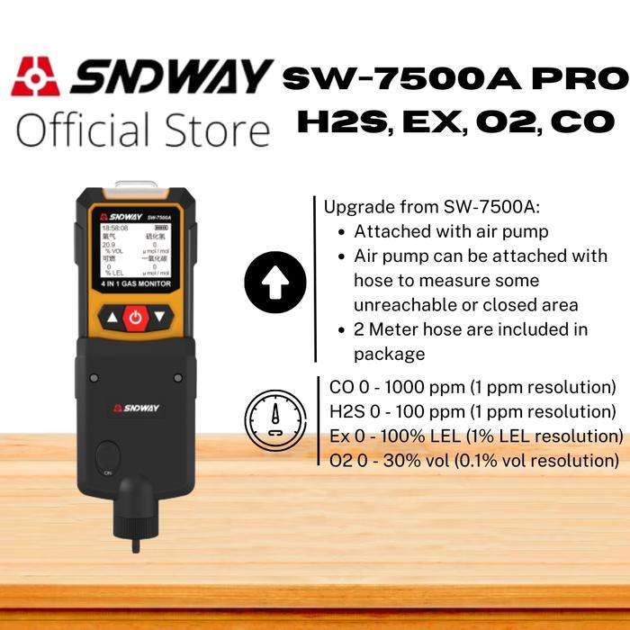 SNDWAY Gas Detector 4 in 1 CO H2S O2 Ex Combustible Gas Sensor Deteksi Gas SW 7500A/7500PRO - SW-750