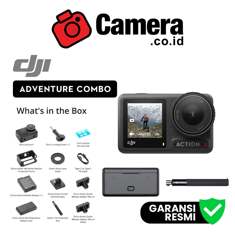 DJI Osmo Action 4 Camera Adventure Combo / DJI Osmo 4 Action camera Standard Combo GARANSI RESMI