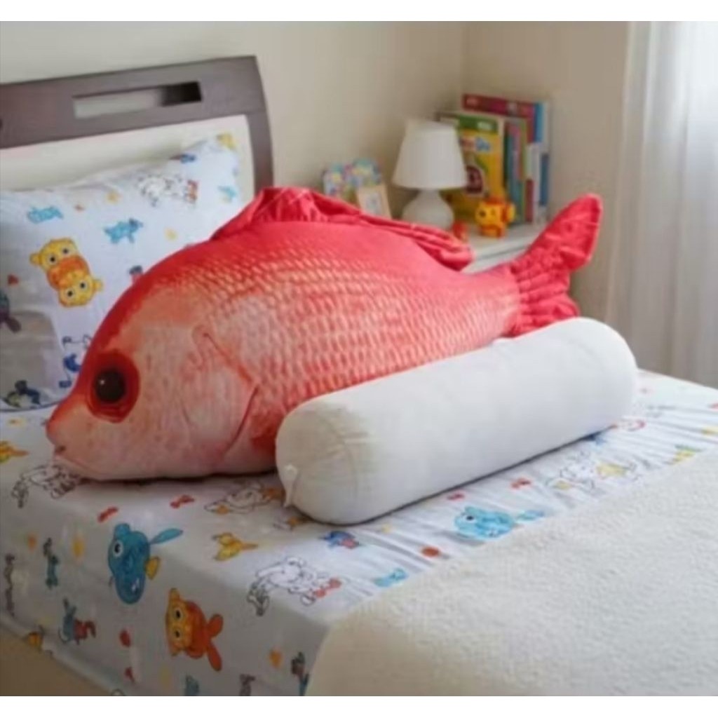 Boneka Jumbo Ikan Kakap Merah Uk 95 Cm Bahan Halus Lembut Bantal Boneka Kakap Merah Size XL Cocok un