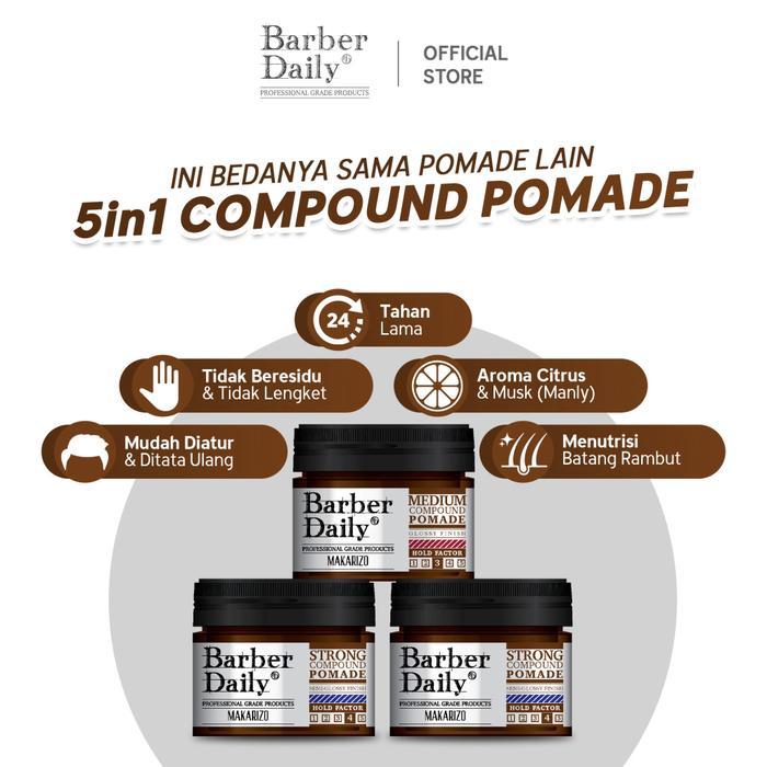 AB - Barber Daily Compound Pomade [120gr]/ Makarizo Barber Daily Compound Pomade Strong Makarizo Bar