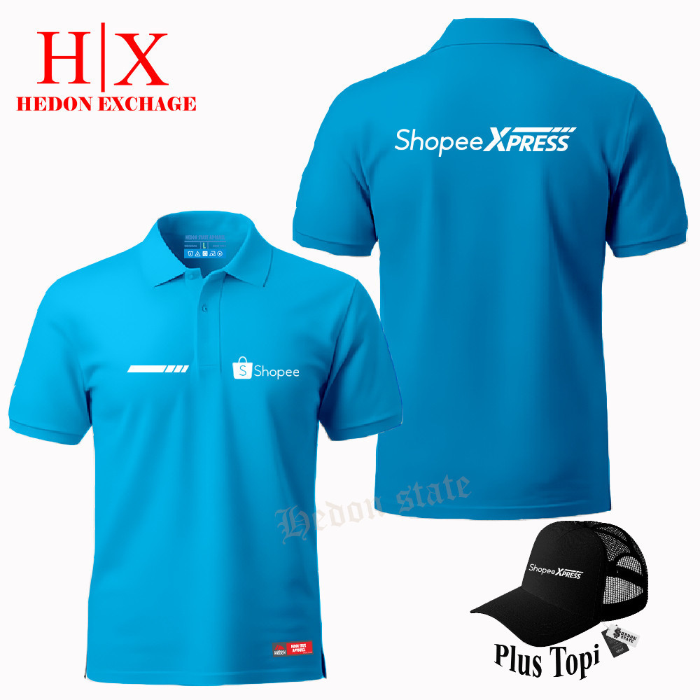 Plus Topi – Poloshirt Pendek Spx-Express Baju Kaos Kerah Pria Wanita Seragam Kekinian