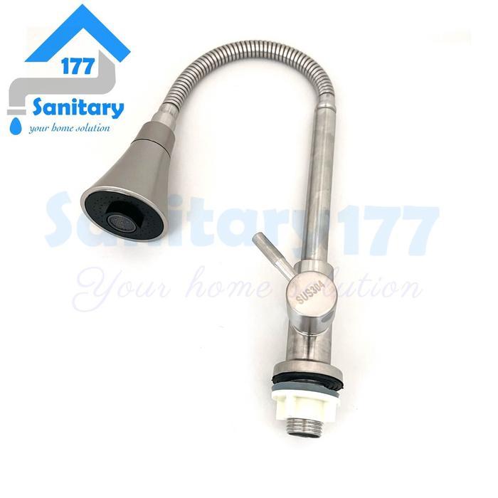 Kran Air Fleksibel Angsa MEJA Stainless 304 Soligen 505S- Keran Dapur Kran Sink Saringan Gede 2in1st