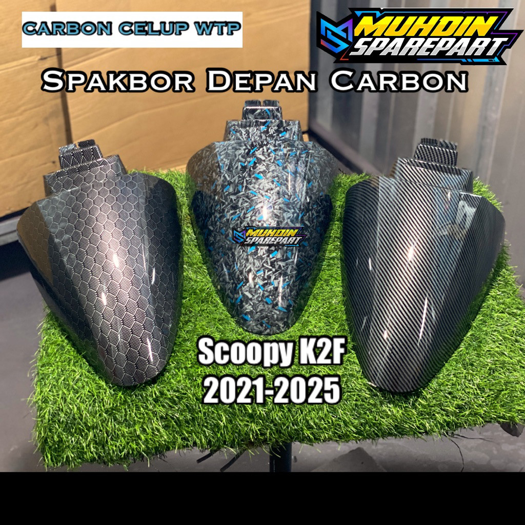 Spakbor Depan Scoopy New K2F 2021-2025 terbaru Carbon Celup Wtp Hexagon Forged