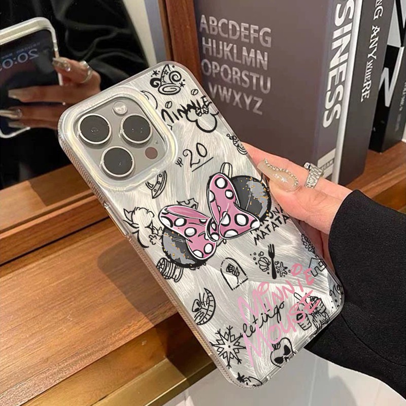 Case Ponsel Android Pita merah muda bergaya grafiti yang lucu untuk iPhone 11 12 pro max14 pro max 1